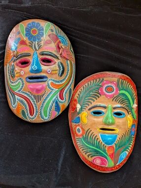 Hand-Painted Decorative Folk Art Mask Set - Multicolor